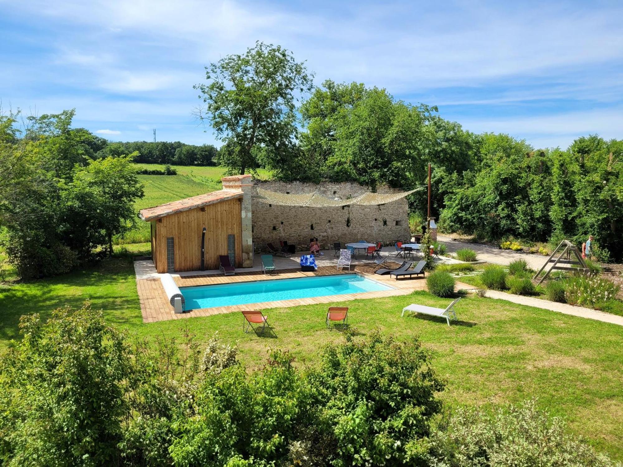 Gite Campagne Famille 15 Pers Piscine Chauffee Jeux Enfants Petanque Saint-Sauvy Eksteriør billede